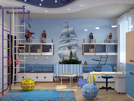 Детская в морском стиле: фото для мальчиков, интерьер комнаты, мебель, декор своими руками, покрывало и декорации по тематике