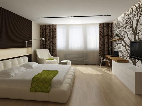 Дизайн спальни 16 кв. м фото: прямоугольная комната, ремонт гостиной, современный интерьер, квадратные метры