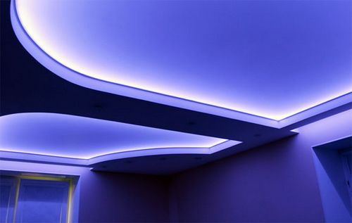 Подсветка потолка светодиодной лентой - варианты оформления, как правильно сделать монтаж и установку, детали на фото и видео