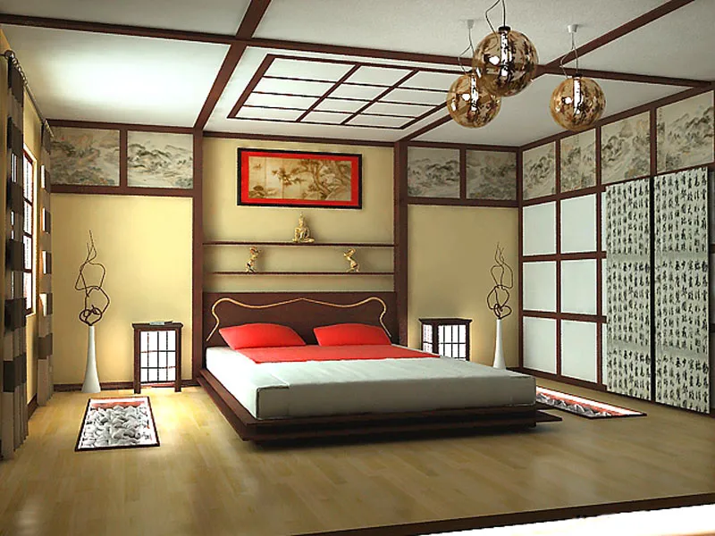 Японский дизайн интерьера частного дома в деревенском стиле