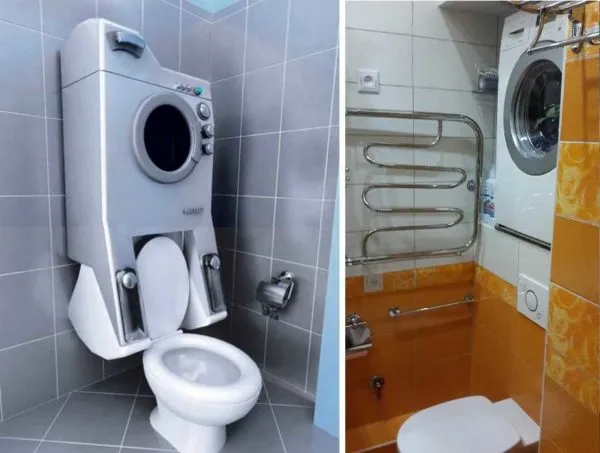 Нестандартные варианты размещения стиральной машины в ванной