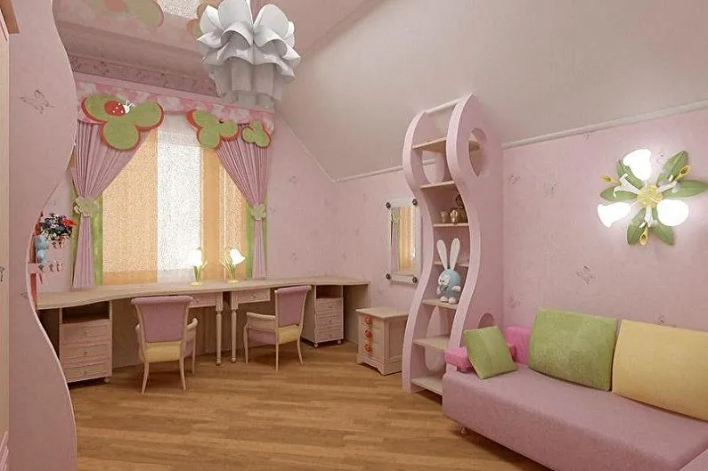 Дизайн детской комнаты для двух девочек - Отделка пола