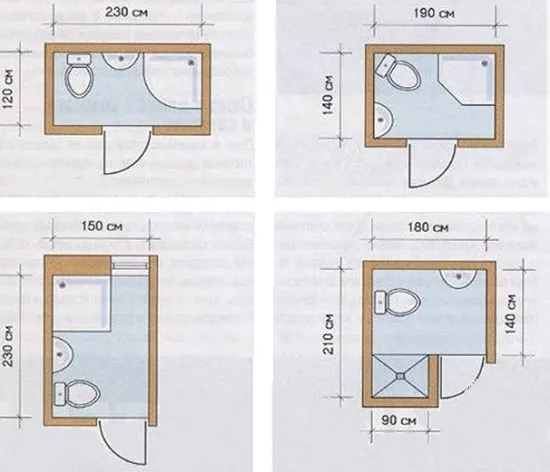 Примеры планировки небольшого совмещенного санузла для деревянного дома