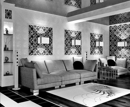 Белый интерьер гостиной, черно белый. Фото. Интерьеры гостиных бело коричневые 