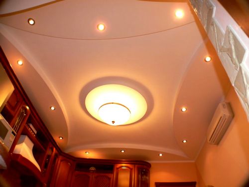 Дизайн потолка из гипсокартона на кухне (56 фото): подвесные потолки с коробом