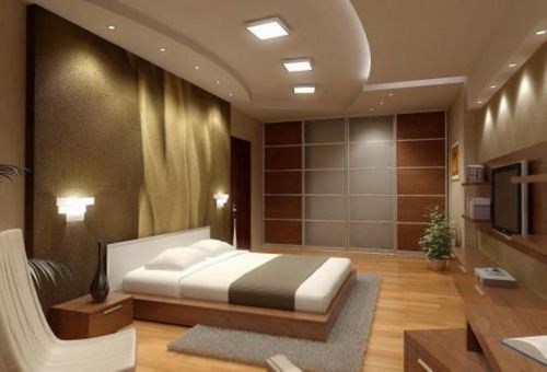 Дизайн потолка в спальне - фото