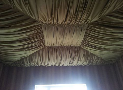 Драпировка потолка тканью своими руками, как подобрать декор, ассортимент материала, инструкции на фото и видео