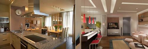 Интерьер кухни гостиной: фото в квартире, обои, оформление кухни столовой, красивое освещение и идеи обустройства, видео