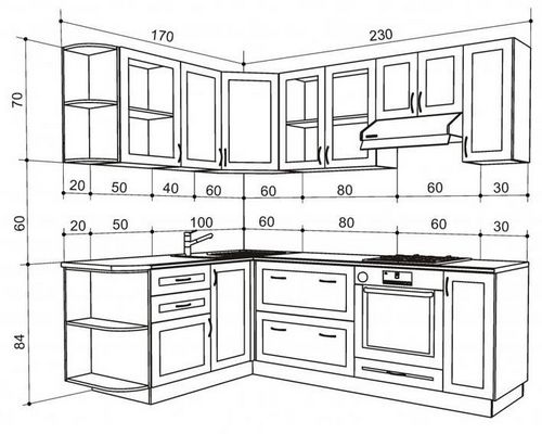 Эскиз кухни с размерами: угловая кухня, чертеж кухни своими руками, интерьер в картинках, как нарисовать дизайн проекта,чертежи, макеты, видео