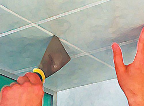 Как убрать плитку с потолка, возможно ли обновить покрытие, как заделать трещины, подробное фото и видео