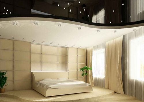 Красивые натяжные потолки для спальни