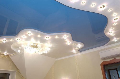 Натяжной потолок из гипсокартона фото: какой лучше, установка подсветки под комбинированные, крепление в нише