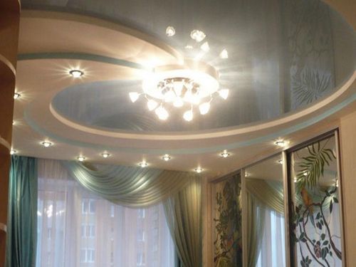 Натяжной потолок из гипсокартона фото: какой лучше, установка подсветки под комбинированные, крепление в нише