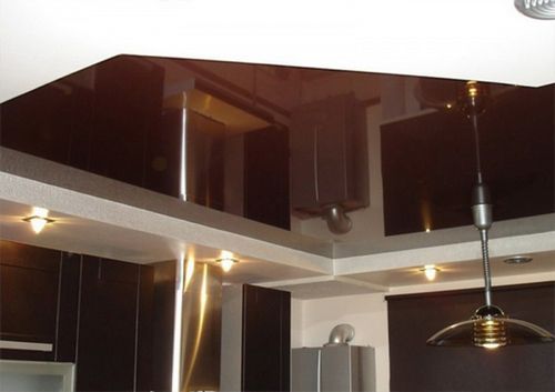 Освещение на кухне с натяжным потолком при помощи светильников