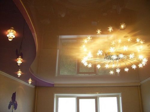 Освещение в комнате с натяжным потолком - варианты
