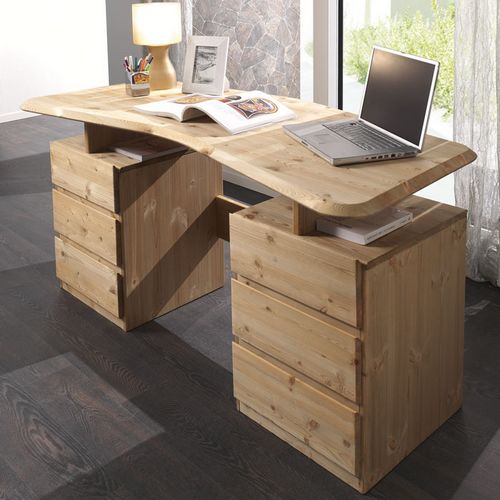 Письменный стол из массива дерева: белорусская деревянная модель из натурального дуба и сосны, столик цвета бук в интерьере