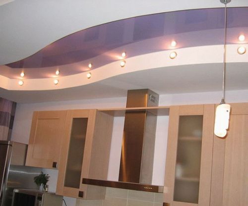 потолки на кухне из гипсокартона фото фигурные