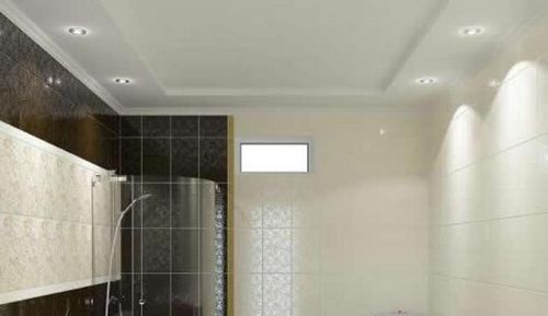 Потолок в маленькой ванной комнате - варианты отделки, фото