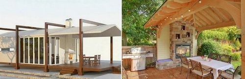 Проект летней кухни с верандой: фото, выход на террасу из кухни на даче, с беседкой, видео-инструкция как сделать своими руками