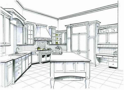 Рисунки кухни: проект дизайна карандашом, нарисовать интерьер угловых кухонь, фото и видео-инструкция