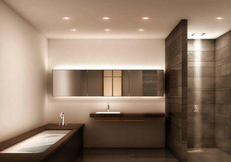 Ванная комната в стиле хай-тек фото: ванна и дизайн интерьера, плитка high-tech