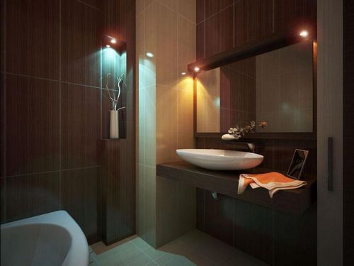 Ванная комната в стиле хай-тек фото: ванна и дизайн интерьера, плитка high-tech
