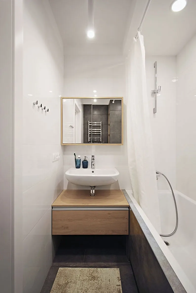 Дизайн ванной 3 кв м в белом цвете - фото
