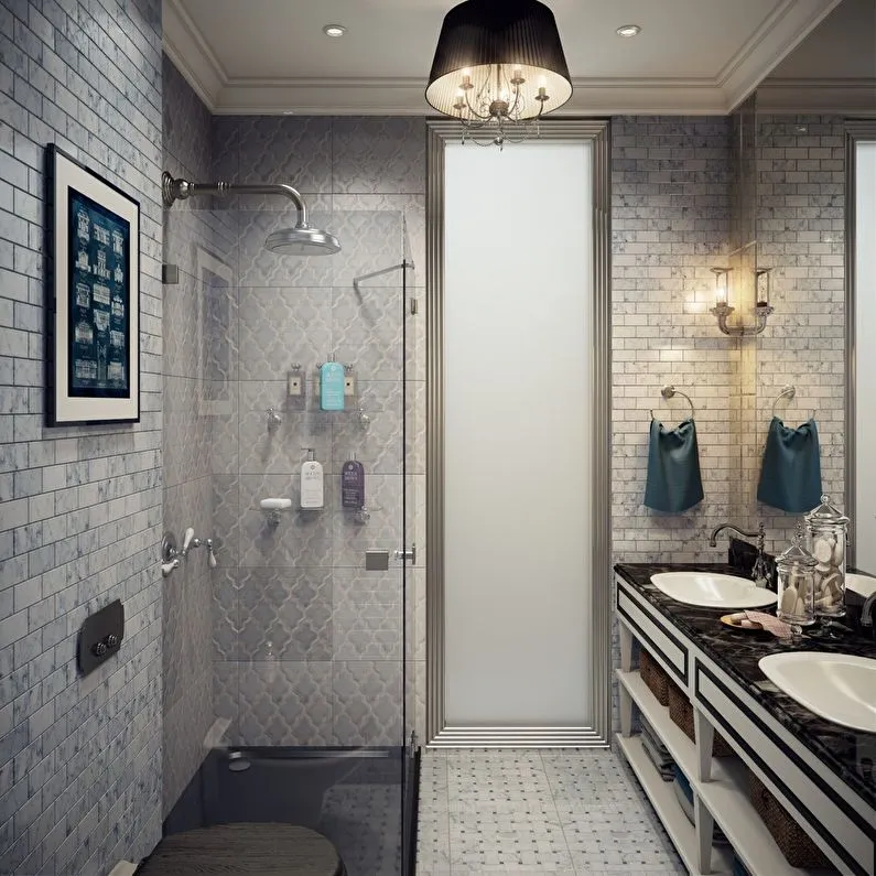 Дизайн ванной комнаты 3 кв м в серых тонах - фото