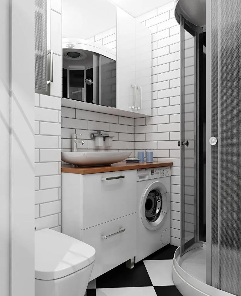 Маленькая ванная комната со стиральной машиной