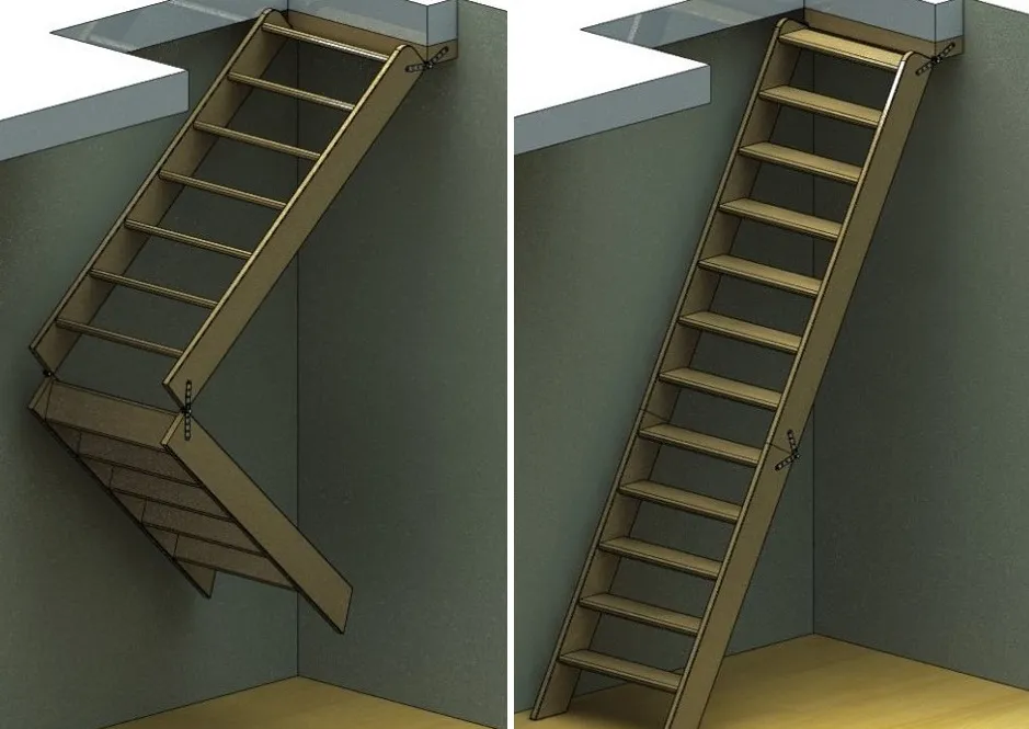 Простая складная лестница на чердак