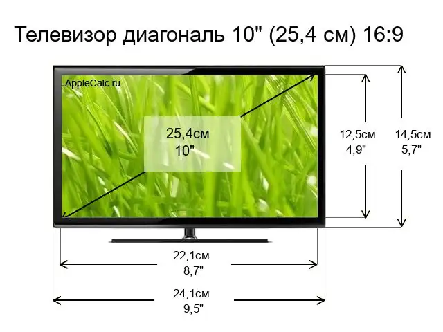 Размер телевизора в сантиметрах и в ...