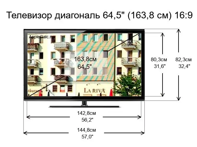 Размер телевизора 64.5 дюймов в ...