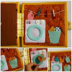 Travel dollhouse busy book with felt paper doll Saint Ives, Projects For Kids, Sewing Projects, Fabric Houses, Silent Book, Book Purse