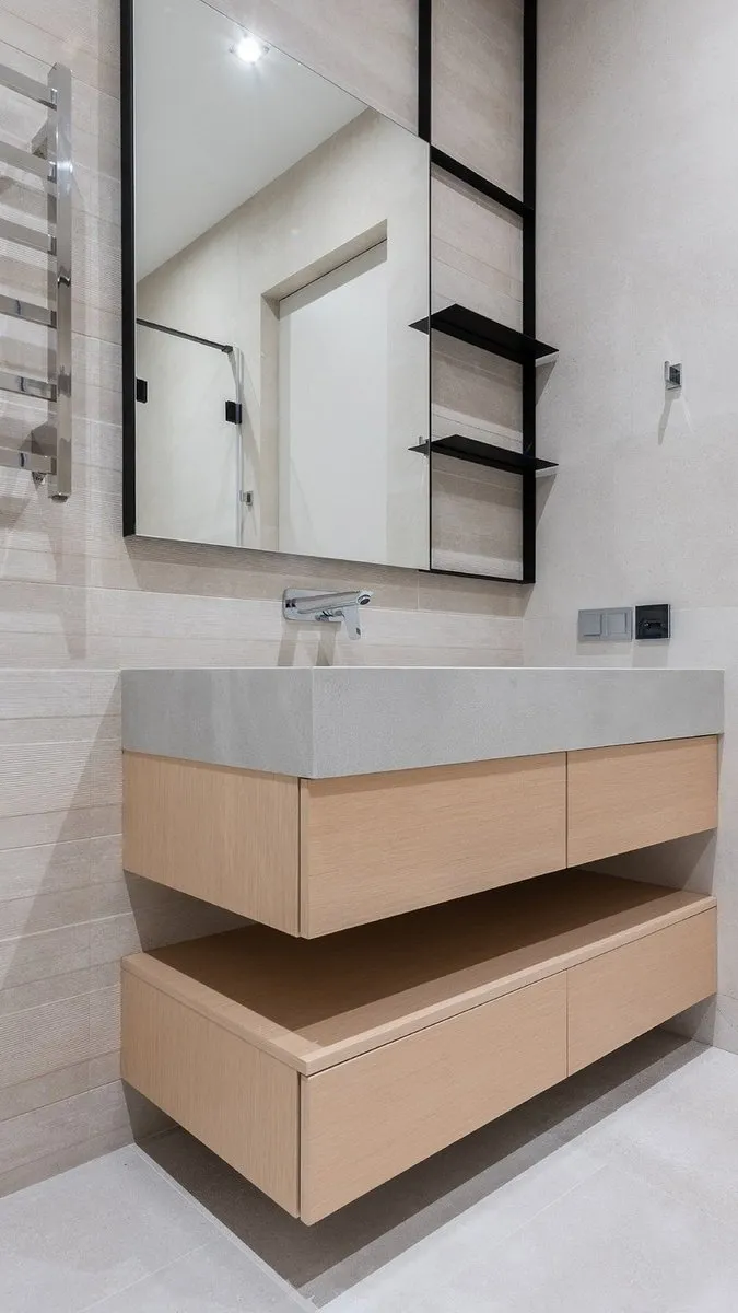 Полка в ванную комнату: виды, варианты размещения и 72 стильных фото в интерьере